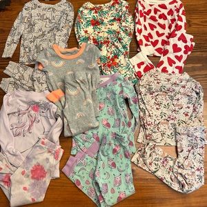 Lot/ Bundle of 7 Toddler Girl Pajamas
